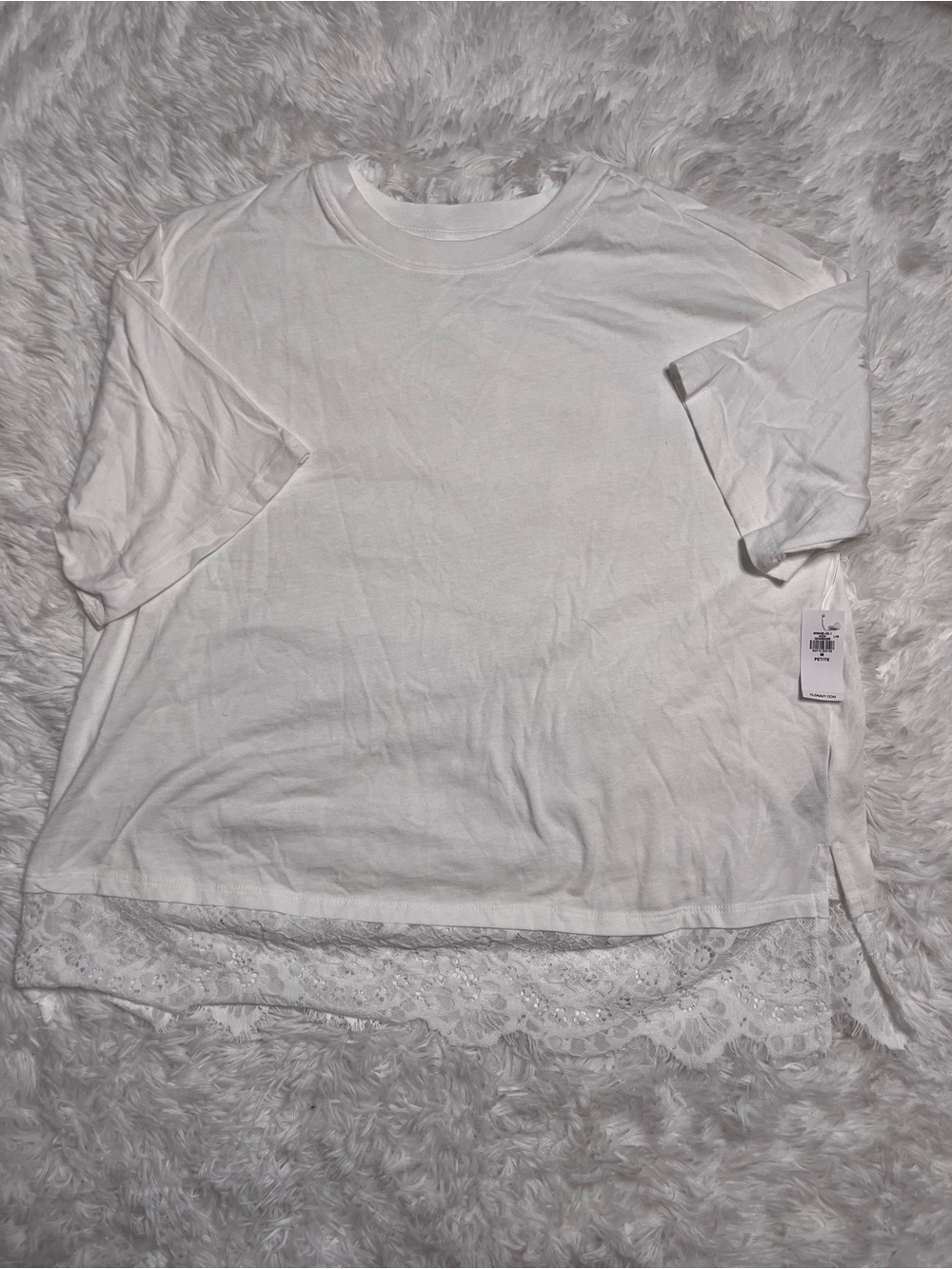 Old Navy White Short Sleeve Tee with Lace Hem